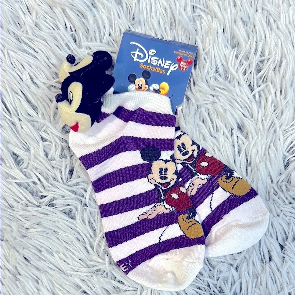 🆓FREE with purchase! Disney Mickey Mouse Striped Ankle Socks NWT